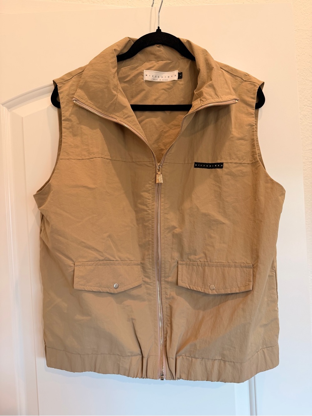 Missguided Tan Utility Waterproof Vest with Front Pockets